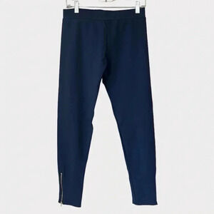 Chloe Kristyn Women's Navy Blue Ponte Ankle Zippers Leggings Pants Size Medium